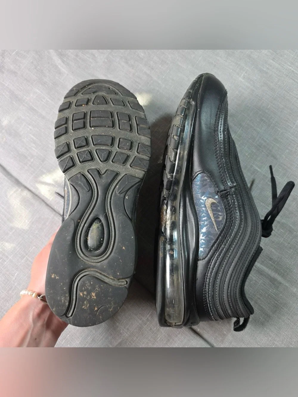 Nike Air Max 97 Black Metallic Silver Camo Swoosh DH0558-001 Men's Size 10.5
